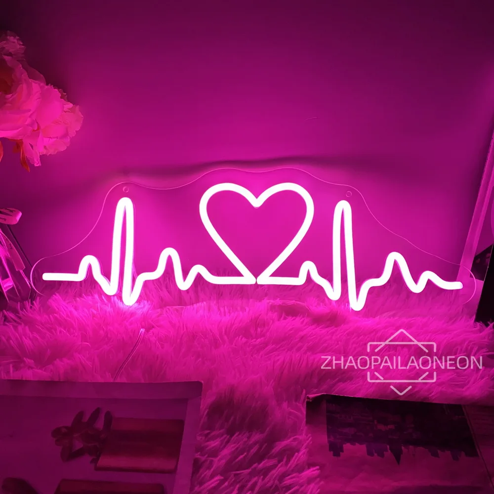 Neon Led Signs Heartbeat Line Neon Sign Gaming Room Bedroom Decor Wall Hanging Neon Lights Wedding Birthday Party Decor Bar Club