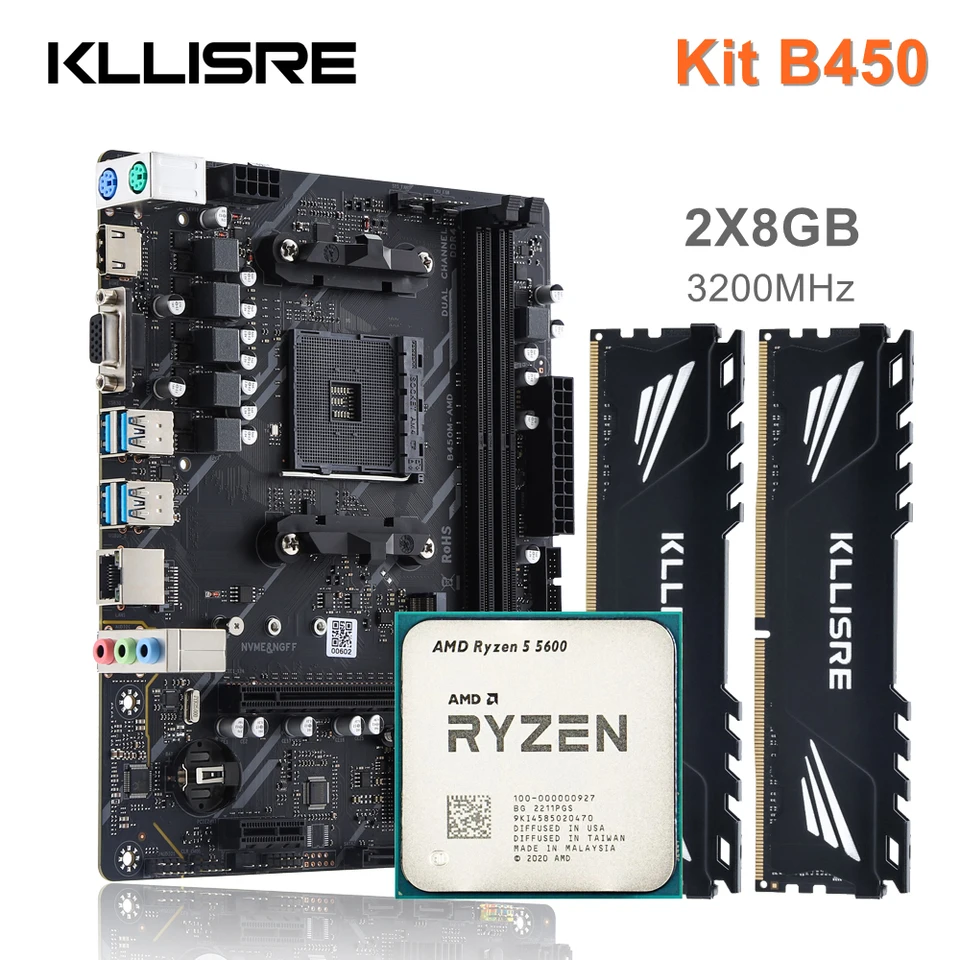 Kllisre B450 Kit amd ryzen With 5 R5 5600 cpu DDR4 16GB (2x8GB Kllisre B450 Kit amd ryzen With 5 R5 5600 cpu DDR4 16GB (2x8GB