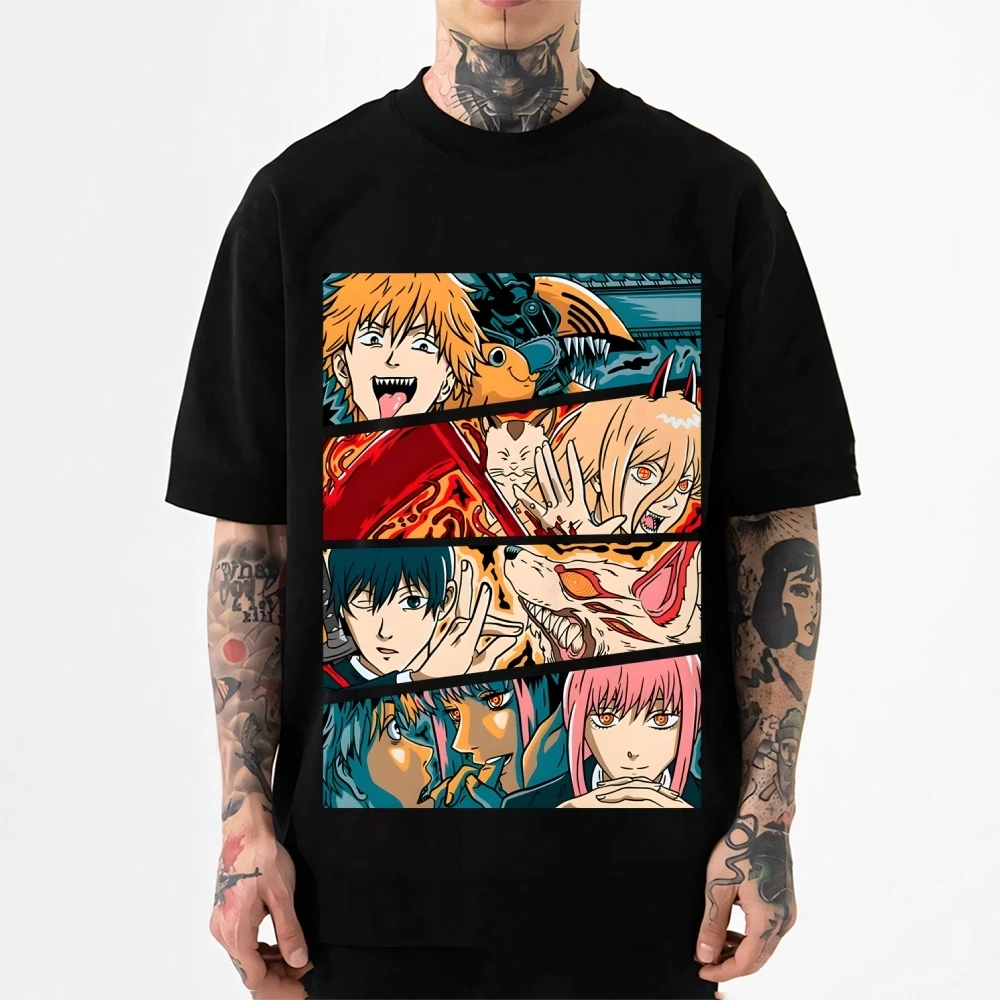 2026 Neues Chainsaw Man Denji Power Aki Makima Print T-Shirt Kurzarm-T-Shirt Herren- und Damen-T-Shirt Herren-Oberteile Harajuku