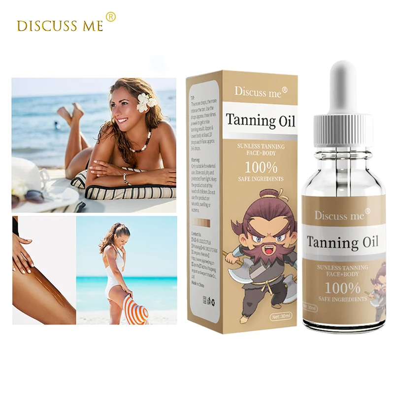 30ml Self-Tanning Oil Bronzer Skin Tanning for Body Lotion Tan Enhancer Sunless Tanning Drops Natural Bronze Skin Body Tan Oil