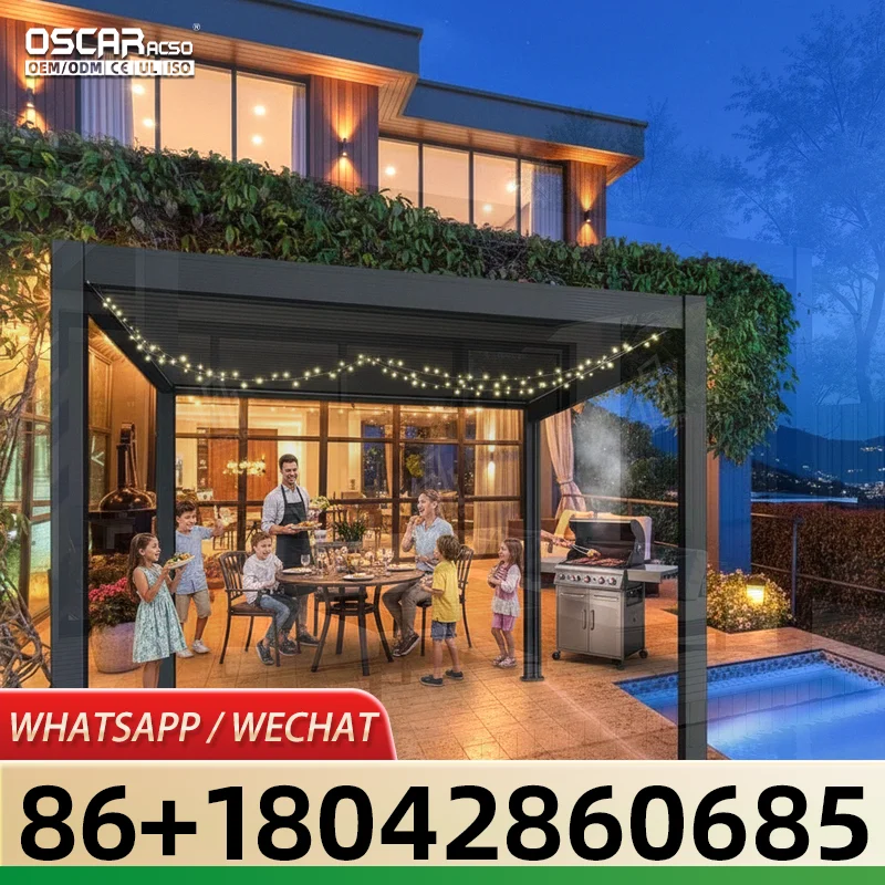 3x3 3x4 4x4 6x4m Factory Wholesale Modern Outdoor Bioclimatic Garden Aluminium Louvered Pergola for US UK Backyard Patio Balcony