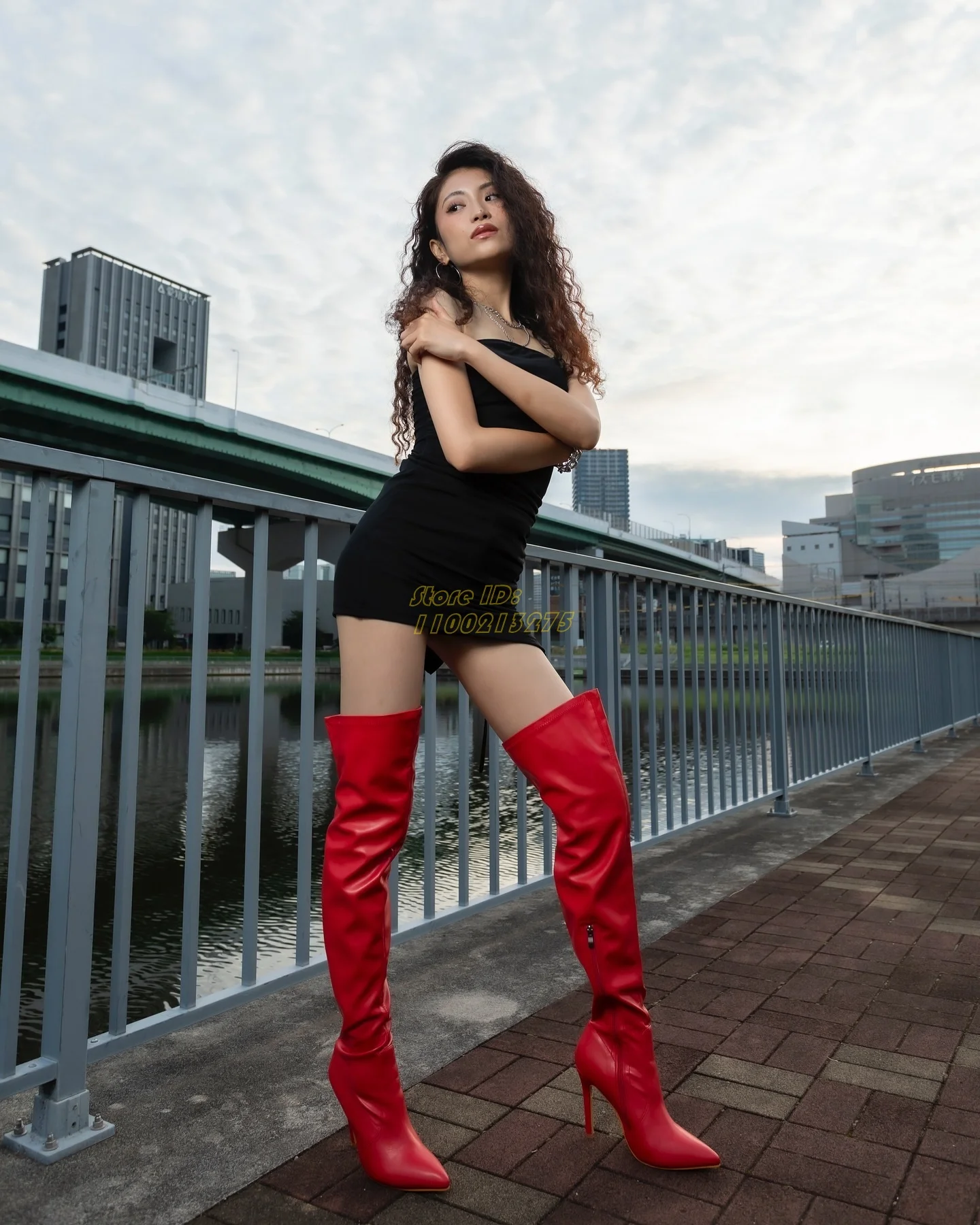 

Red Matte Leather Over The Knee Boots Fashion Stiletto High Heel Sexy Pointed Toe Zipper Runway 2024 Autumn Winter Women Shoes