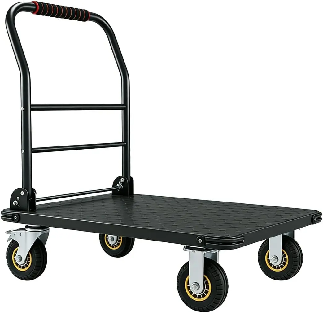 1800LBS Portable Folding Handcart Metal Flatbed Silent Home Luggage Express Delivery Transportation Tool  for Garden Yard Work