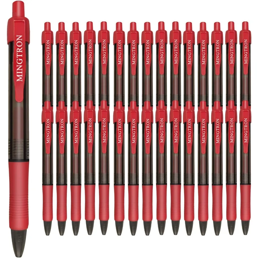 

30 упаковок красных гелевых ручек с тонкими точками, без смазывающих чернил, выдвижных красных чернил 0,5 мм