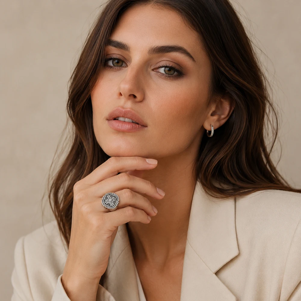 Ring, klassisches Kreuz, feiner Schmuck für Damen und Herren, 2023, Sommer, brandneues persönliches Glücksgeschenk aus 925er Sterlingsilber – Detail 3