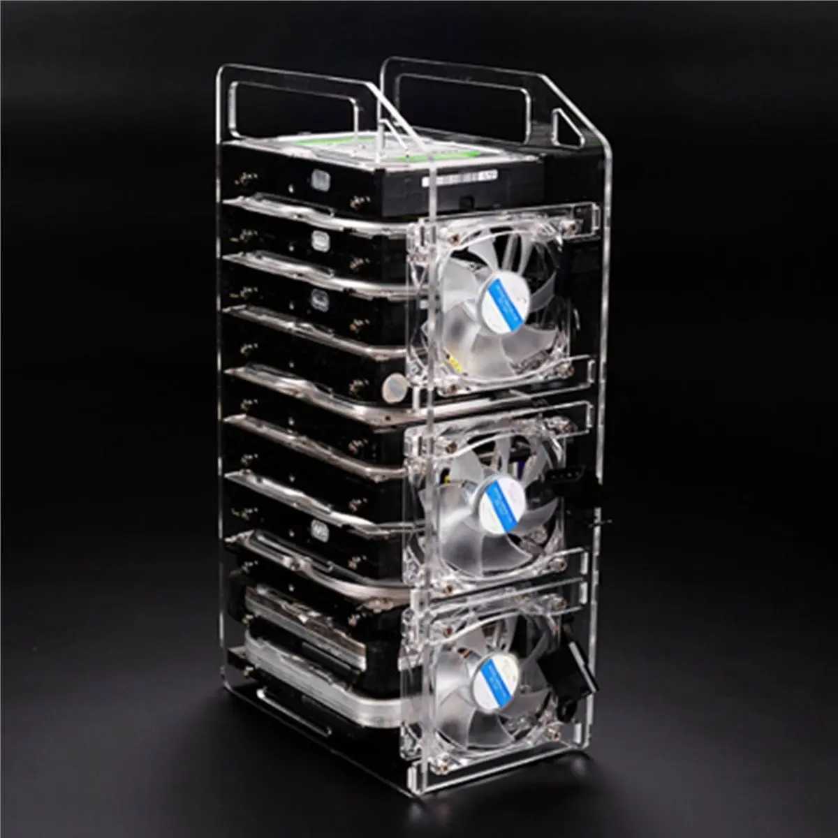 Y1819A*☀▃10 Layer Hard Disk Rack Hard Disk Cage Expansion Bracket 3.5 in Desktop Transparent Acrylic Hard Disk Box Rack Shelf