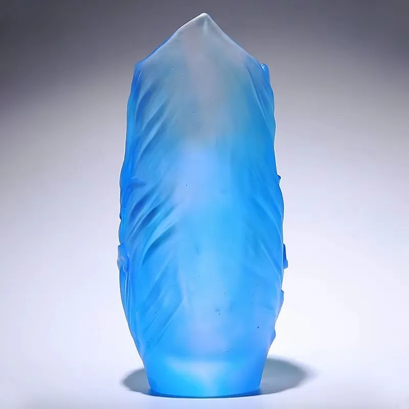 26cm Floral Embossed Carved Liuli Crystal Glass Vase Die-cut Printed Lost Wax Casting Art Wholesale for Home Decor Gift Ornament