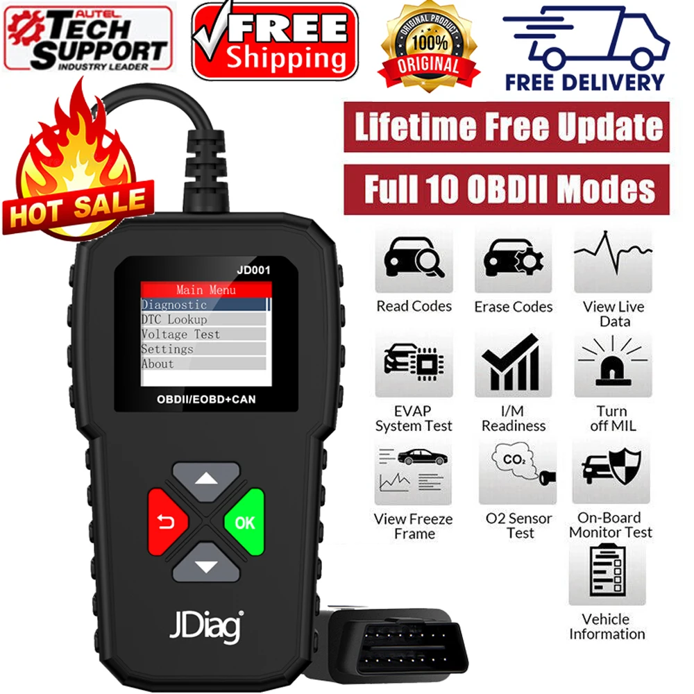 

JDIAG JD001 Car Code Reader Automotive OBD2 Scanner Engine Light Fault Diagnosis Tool Freeshipping
