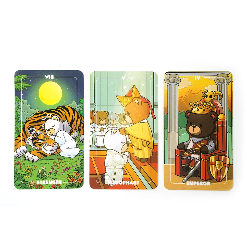 TEDDY TAROT Tarot-dek met 79 kaarten en teddypatroon, ideaal cadeau voor beginners, ideale keuze voor feestspellen, Kerstmis en Nieuwjaar Ga