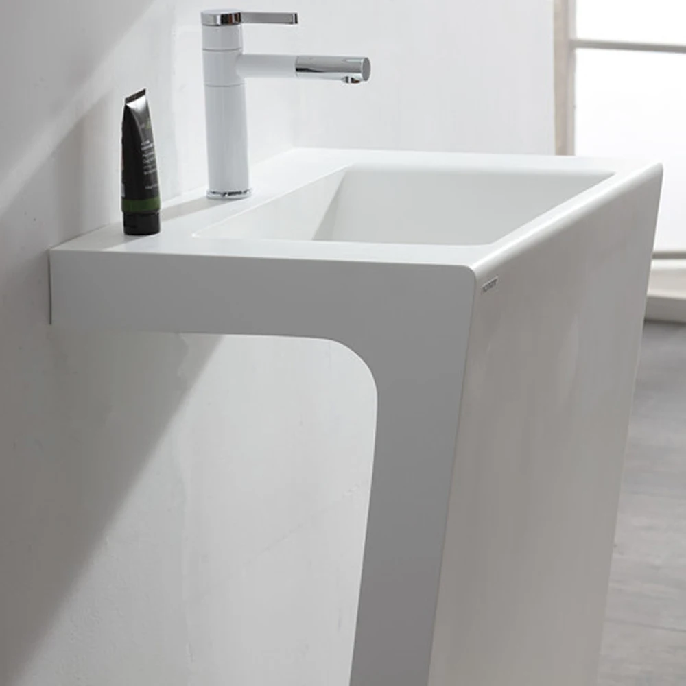 *# Hotel Project Luxury Acrylic Resin Stone Solid Surface Wash Basin with Pedestal Stand Bathroom Wash Basin Sink