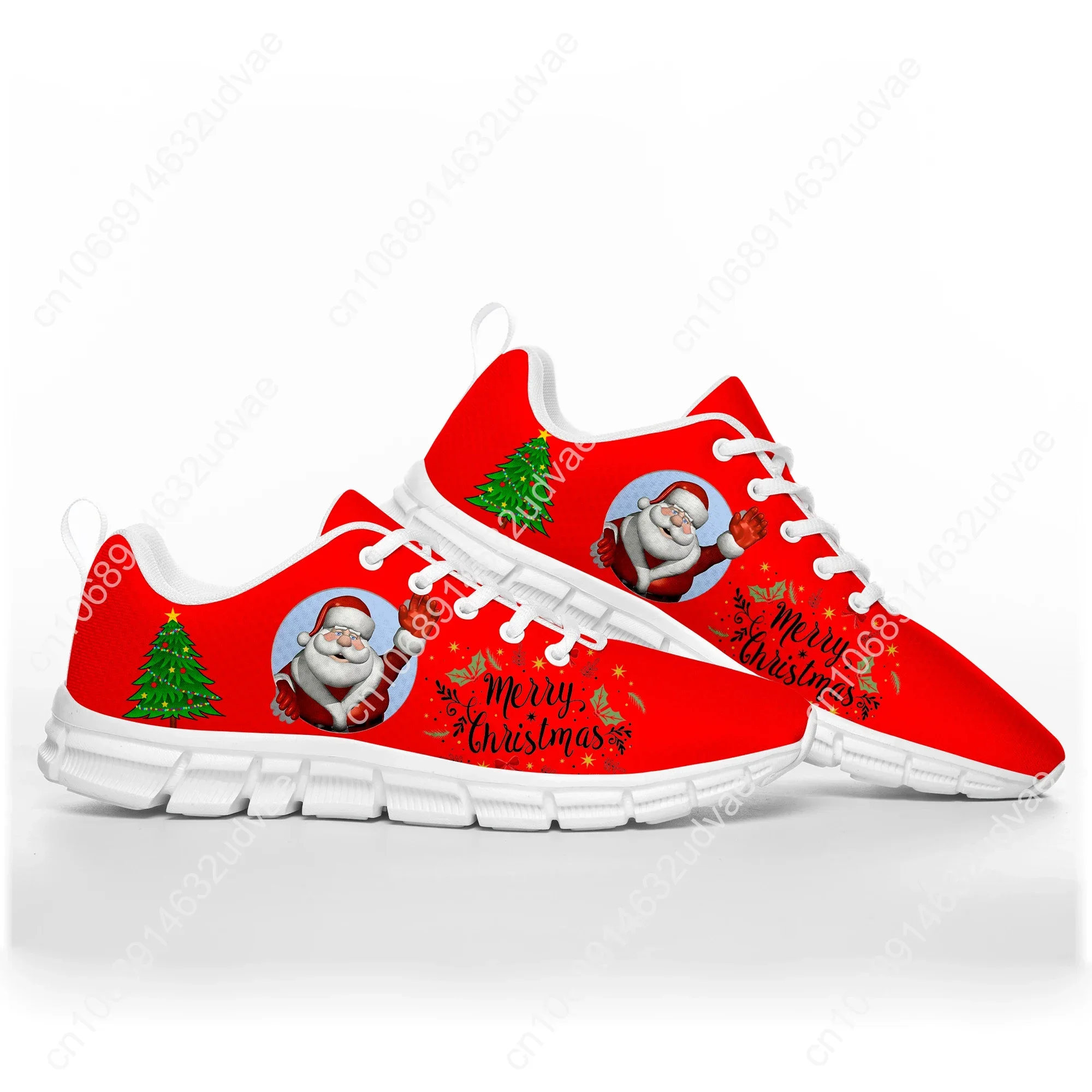 White Snowflake Red Christmas Santa Claus Snowman Sports Shoes Mens Womens Teenager Comfortable Sneakers Custom Couple Shoes