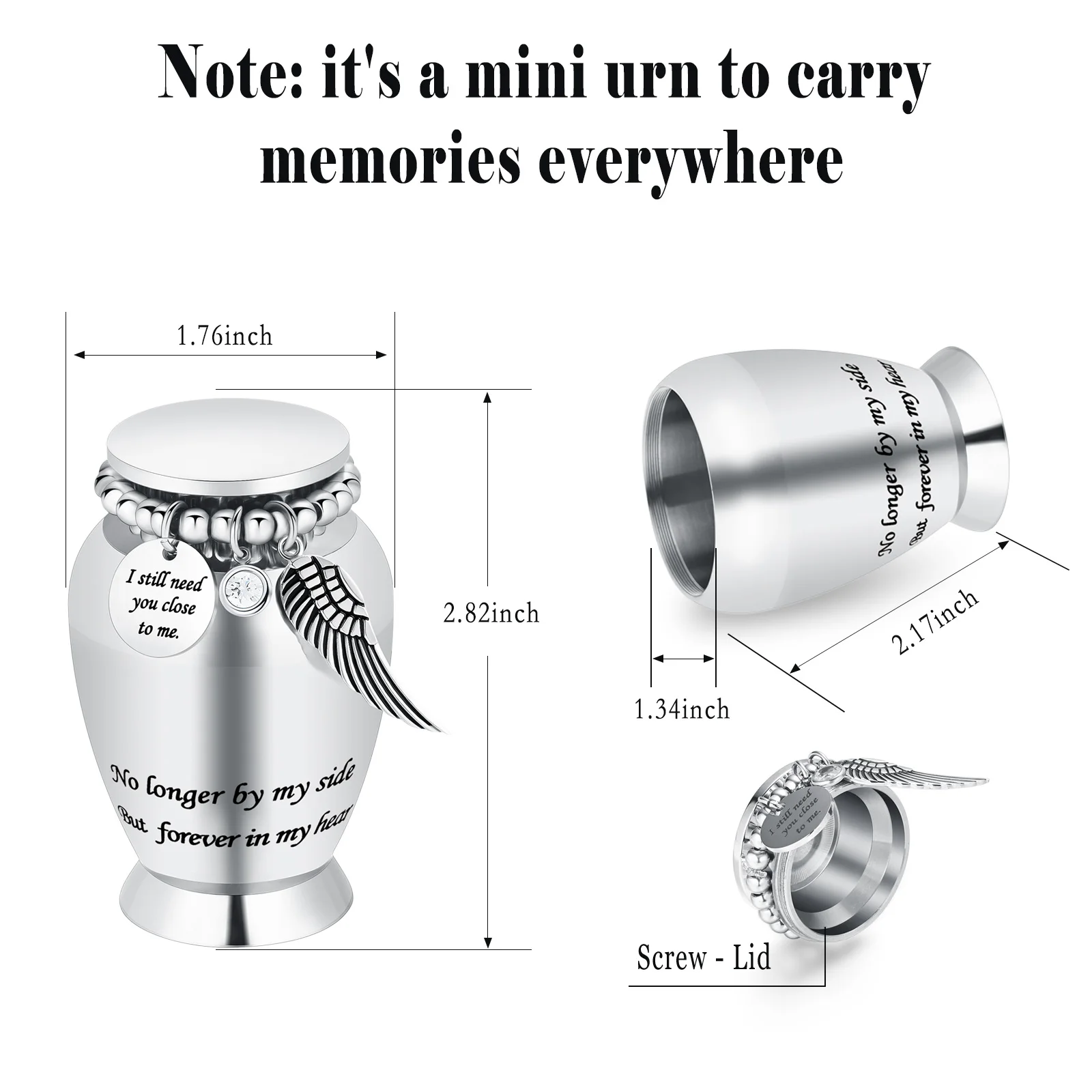 Waterproof Cremation Urn Stainless Steel Use Screw Lid keep Ashes Dry Memorial Gift For Family Pet/Human Ashes Holder Jewelry