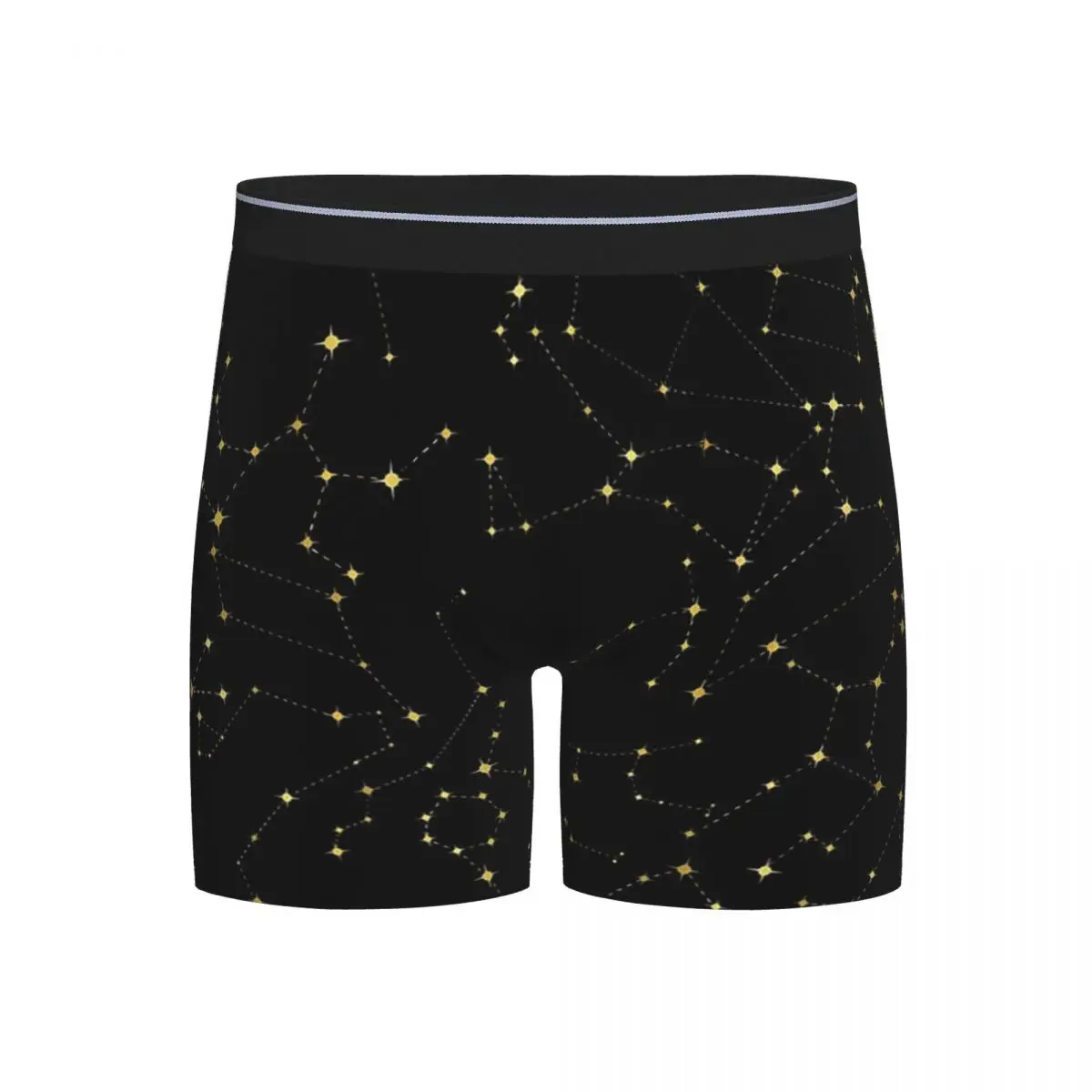 

Long Boxer Underpants Shorts Night Sky Golden Celestial Stars Zodiac Constellations Panties Men's Breathable Underwear for Homme