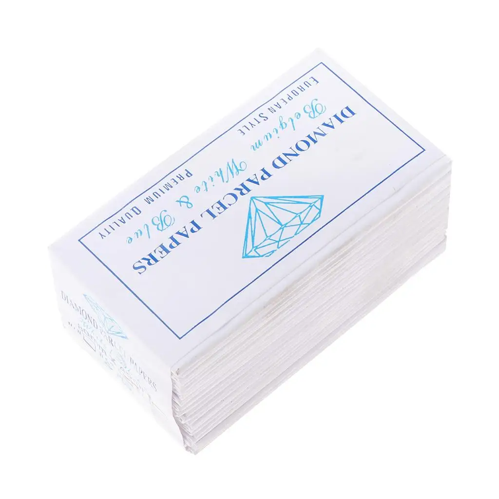 25Pcs Blue White Diamond Gemstones Parcel Travel Papers Pack for Gem Holder