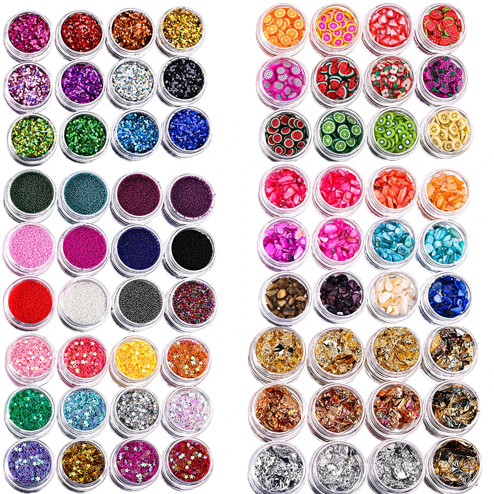 12 Jars/Lot Chunky Glitter Nail Art Flakes Holographic Powder Face Body Eye Glitter Mix Manicura Decoracion Nails Accessories