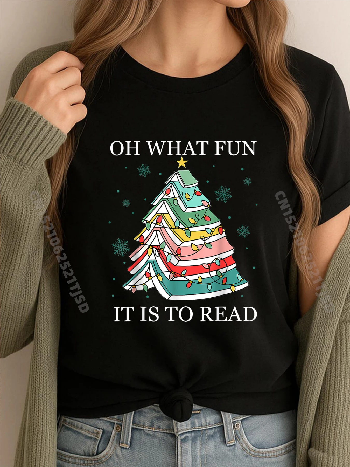 

Oh What Fun It Is To Read Book Рождественские елочные огни Grpahic Футболка Модные и модные женские футболки Футболки