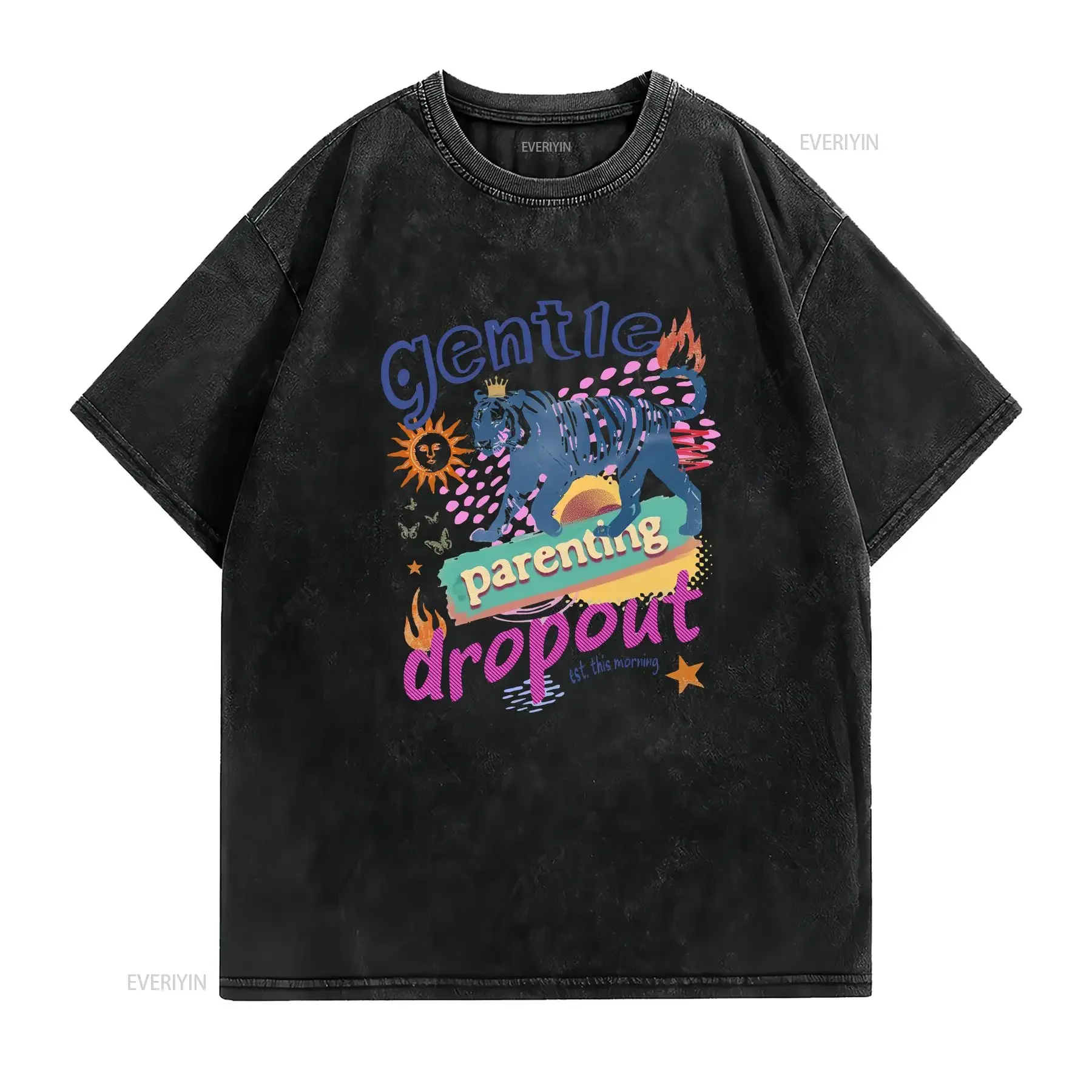 Gentle Parenting DropouT T Shirt Funny Mom Mama Sarcastic Life Motherhood vintage Washed Casual streetwear homme Versatile