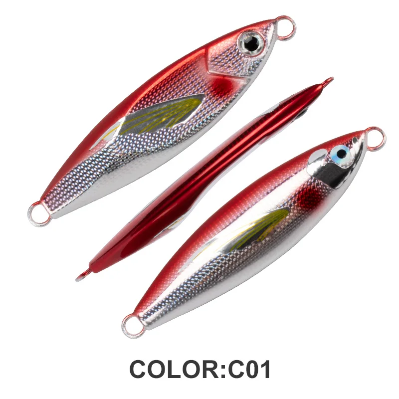 TEASER J114 60g 80g 130g 150g Metall Jig Köder Flache Form Salzwasser Langsam Sinkende Trolling Köder UV leuchtende Angeln Jigging Köder – Detail 14