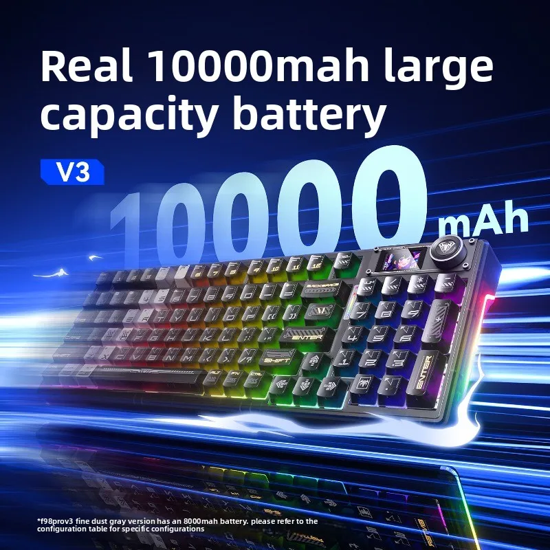 AULA F98Pro V3 3-Mode Wireless Mechanical Keyboard - TFT Screen, RGB Backlight, Full-Key Hot-Swappable, Esports Gift Multi-Color