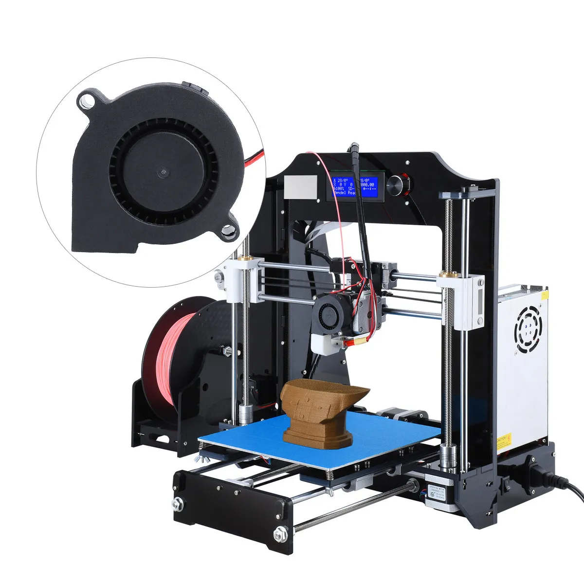

3D Printer Blowing Fan Dc 12V Black Pbt Cooling Heatsinks High Precision Long Life Low Noise 18W 2200Rpm 59Cfm for Hot Ends