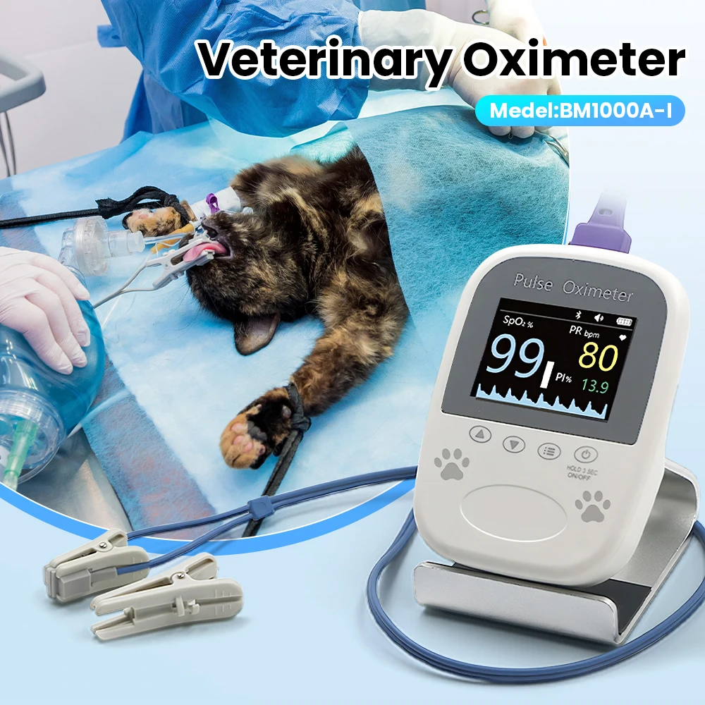 Veterinary Monitor Oximeter For Vet Pet Dog Cat Bluetooth Pulse Oximeter SPO2 Pulse Blood Oxygen Status Monitor Home Use