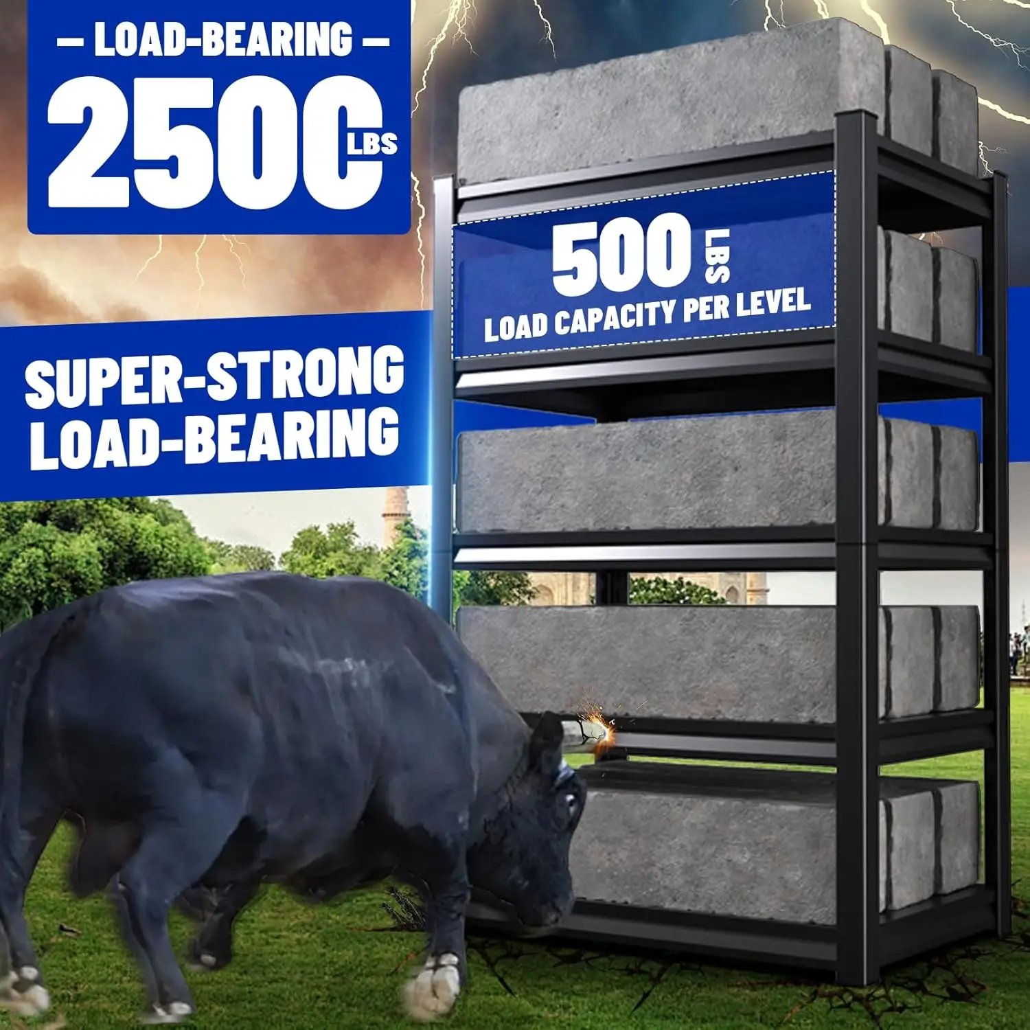 Гаражные стеллажи 72 дюйма, 2500 фунтов, сверхмощные стеллажи, регулируемые металлические полки 5 т, гаражные полки для хранения вещей 35,4 дюйма