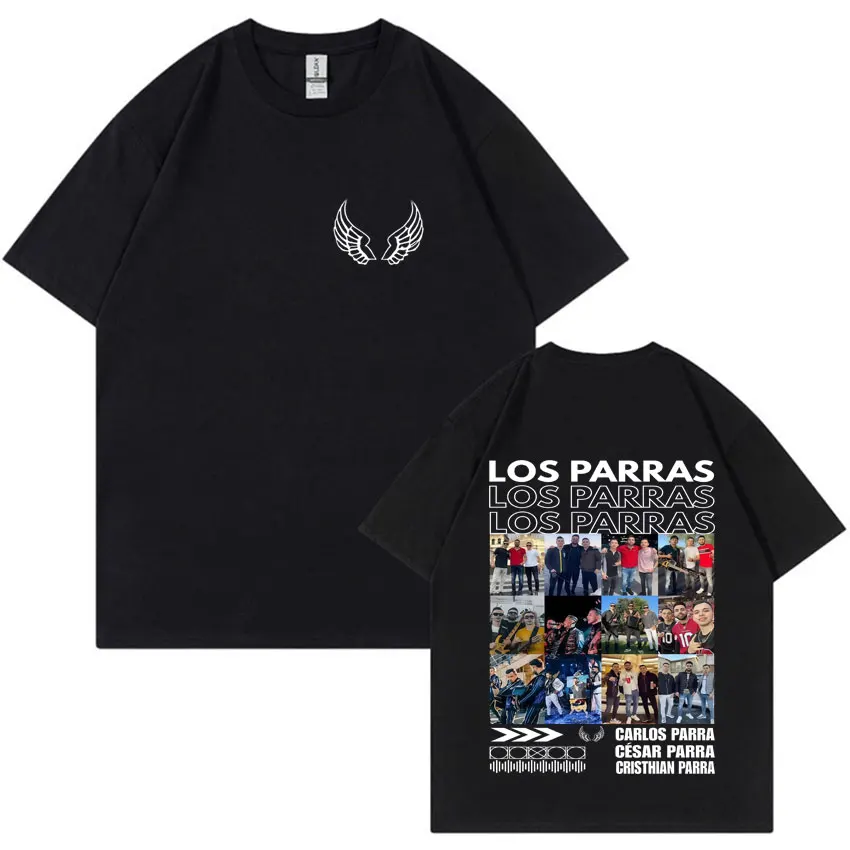 

Rapper Los Parras Tour T-Shirts Harajuku Double Sided Print Summer Graphic Oversized Hip Hop Tshirts O-Neck Cozy Men Tops Unisex