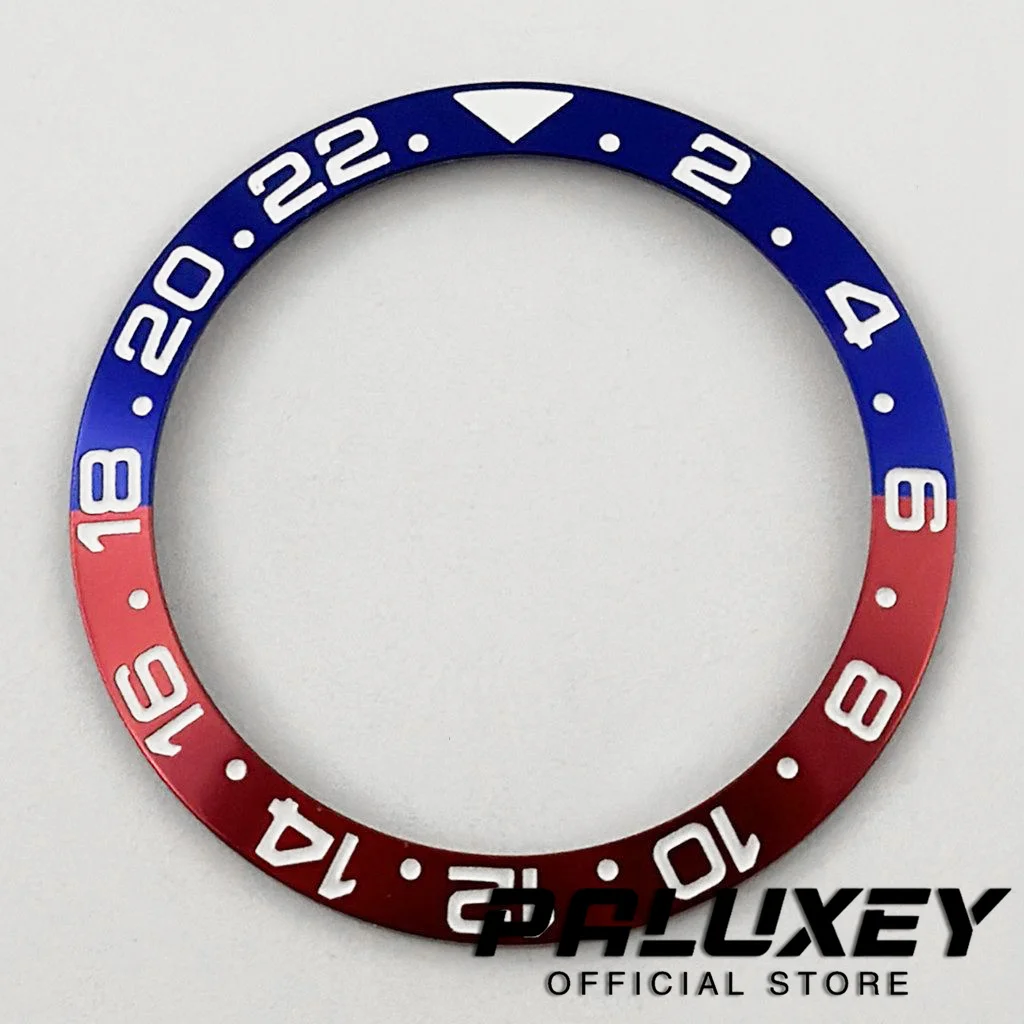 المنحدر الأزرق الأحمر 38 مللي متر * 30.6 مللي متر جودة عالية الغوص الألومنيوم الحافة إدراج صالح 40 مللي متر حالة NH35 NH34 NH36 GMT ساعة يد تعمل بالحركة الأوتوماتيكية