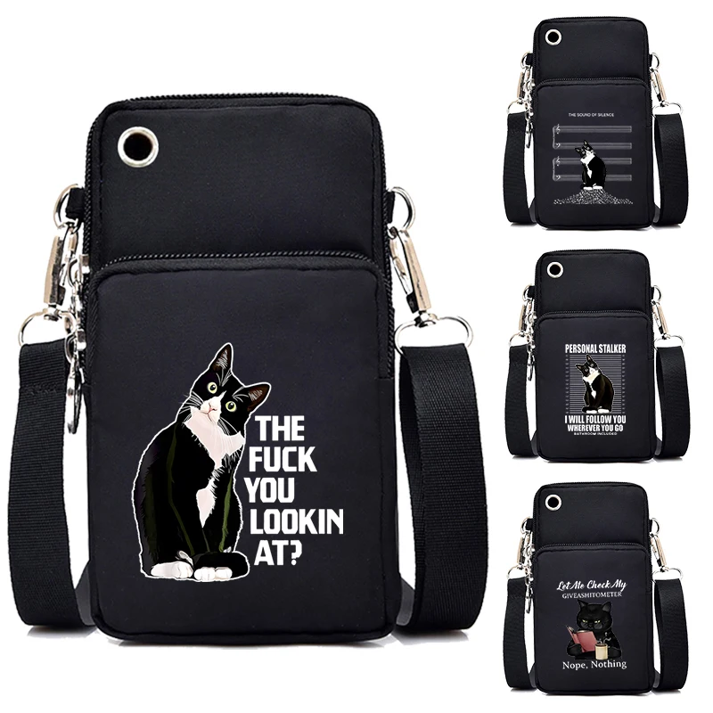 Cow Cat Crossbody Bags for Women Funny Graphic Purses and Handbags Harajuku Tote Bags Coin Wallet Women Mini Mobile Phone Bag