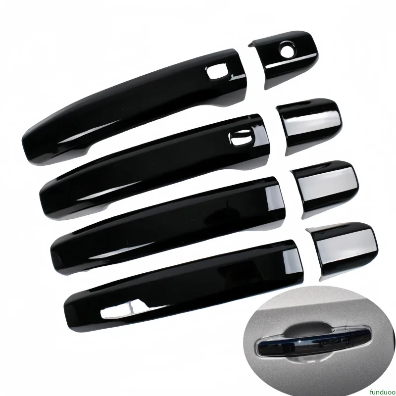 Door Handle Cover For Chevrolet Silverado GMC Sierra 2015-2023 Glossy Black Carbon Fiber Chrome Car Trim Styling Accessories