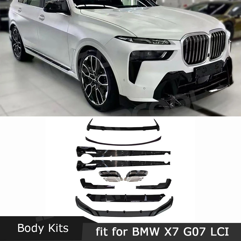 Front Bumper Lip Rear Diffuser Splitter Roof Wing Rear Spoiler for BMW X7 G07 LCI Sport 2023+ Side Skirts Rocker Panel ABS Parts