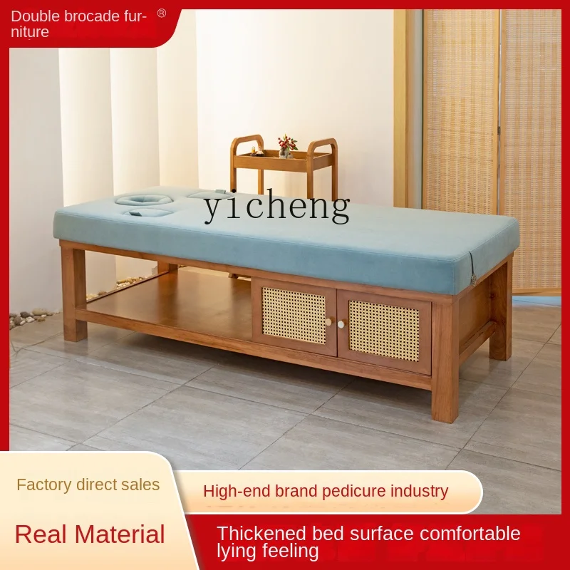 TQH-6.12  Solid Wood Facial Bed Wooden Massage Bed Latex Spa Bed for Beauty Salon