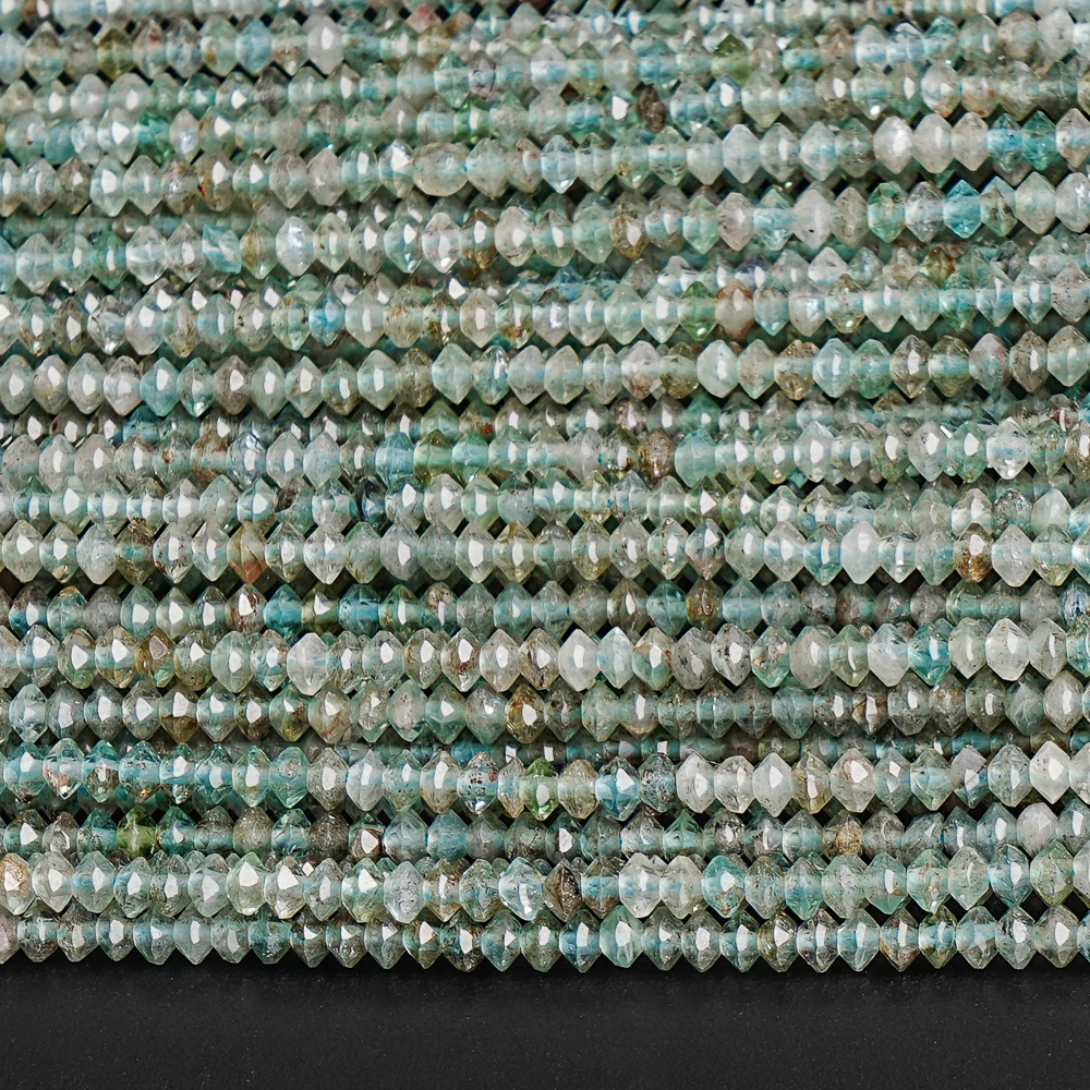 

Натуральные 2-3 мм сине-зеленые граненые бусины-блюдце из апатита для изготовления ювелирных изделий, аксессуары для браслетов «сделай сам», элегантные подарки 15 дюймов