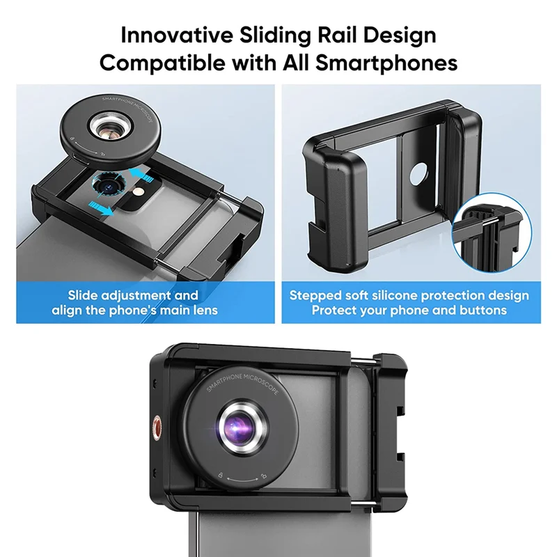 AD41-Phone Macro เลนส์,100X กล้องจุลทรรศน์ไมโครกล้อง LED Light CPL กระเป๋ามือถือ,ใช้งานร่วมกับสมาร์ทโฟน