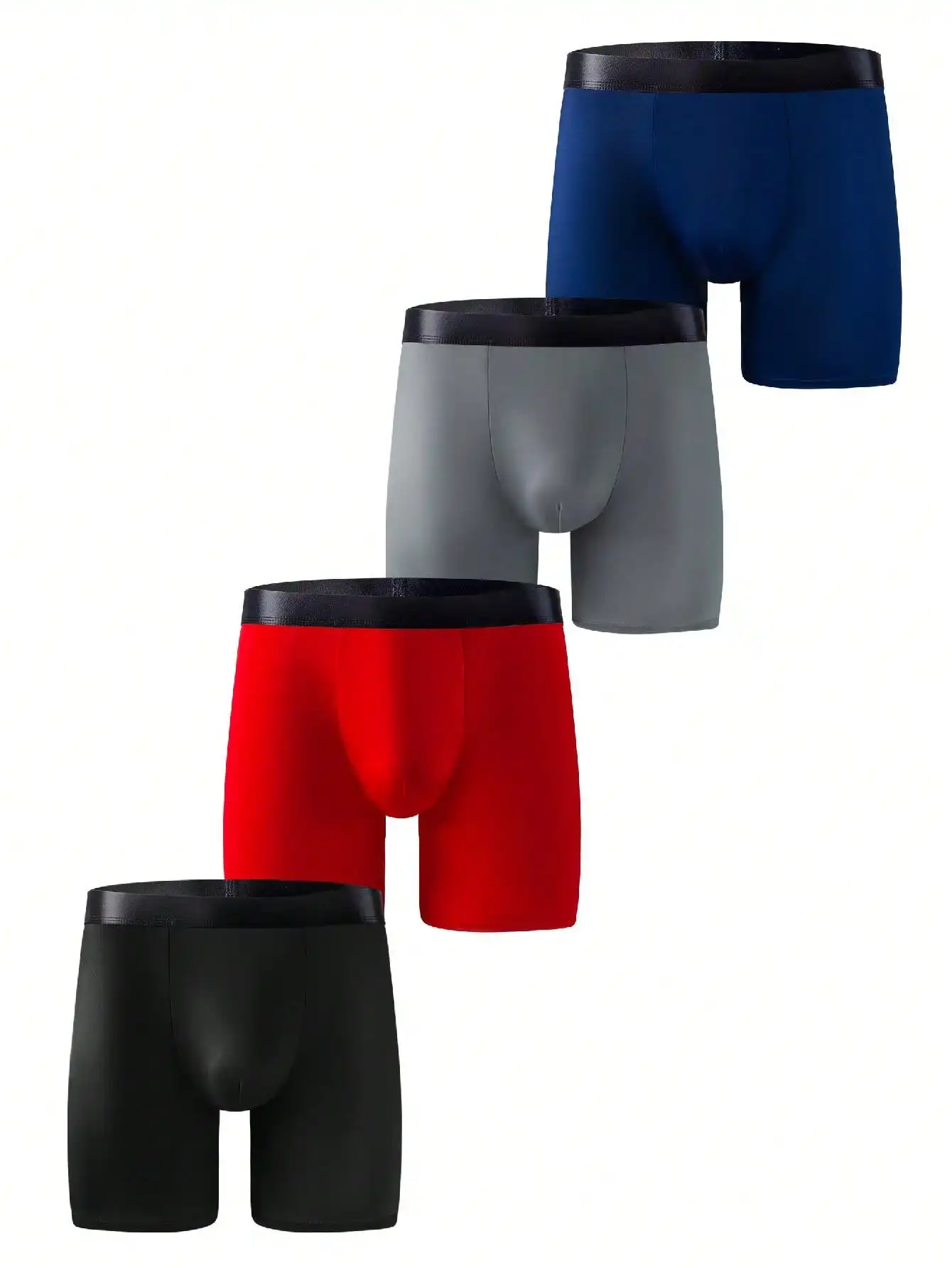 4 pcs men\'s  shorts, ice silk feeling，breathable and comfortable,Fashionable Solid color pants body， elastic sports shorts