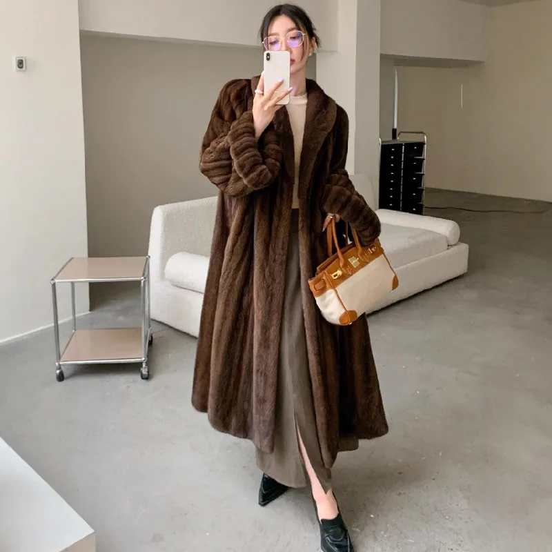 2026 New Velvet Mink Imitation Fur Coat Women Loose Lapel OverCoat Thick Warm Female Streetwear Work Outerwear