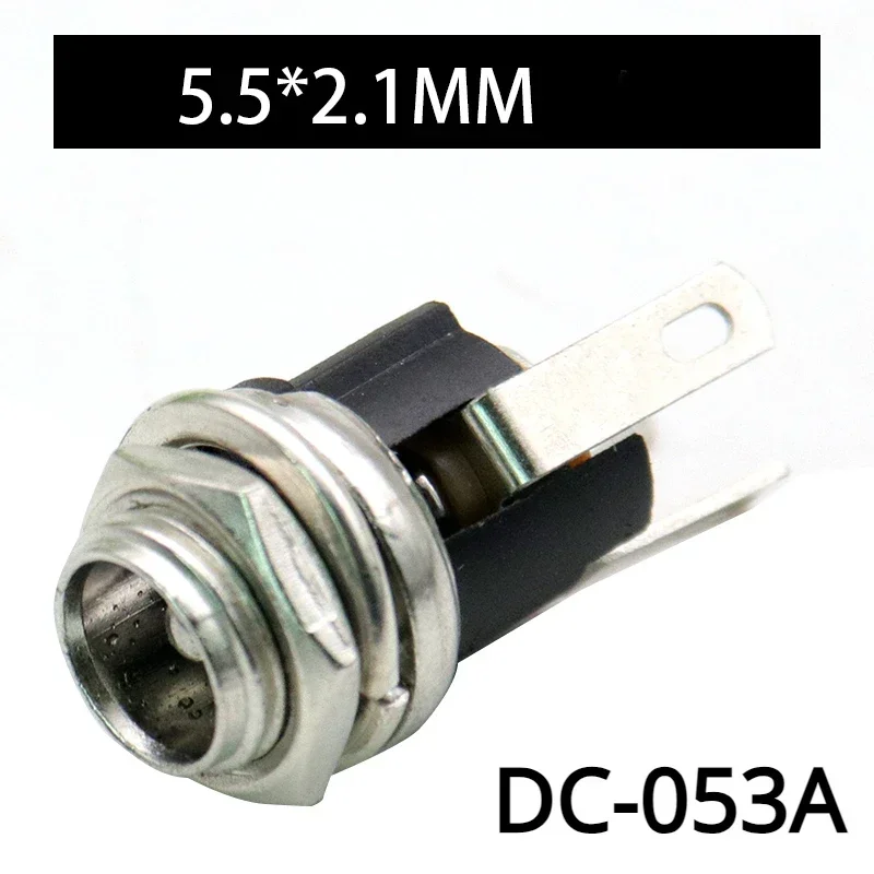10PCS/Lot DC-053A DC Plug 5.5-2.1 DC Socket Female 5.5mm*2.1mm With Nut High Quality