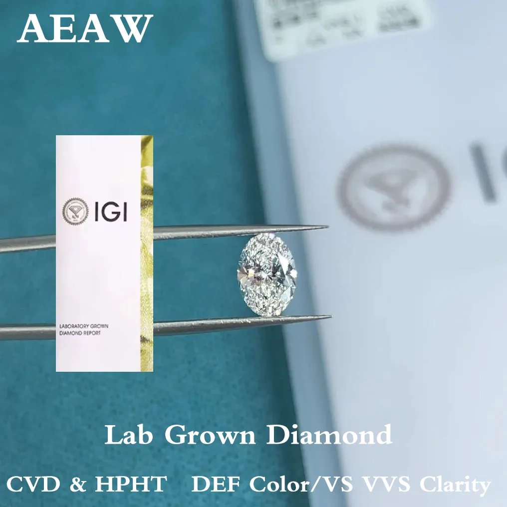 

1-5 карат овальной огранки, выращенные в лаборатории бриллианты HPHT CVD VS-VVS Clarity DE Color Сертификат IGI для индивидуальной настройки ювелирных изделий