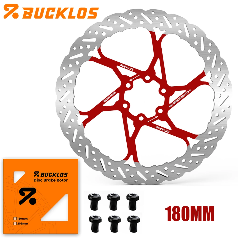 BUCKLOS Fahrrad-Bremsscheibe 140mm 160mm 180mm 203mm Ultraleichte Rennrad- und Mountainbike-Hydraulikbremsscheiben mit 6 Schrauben