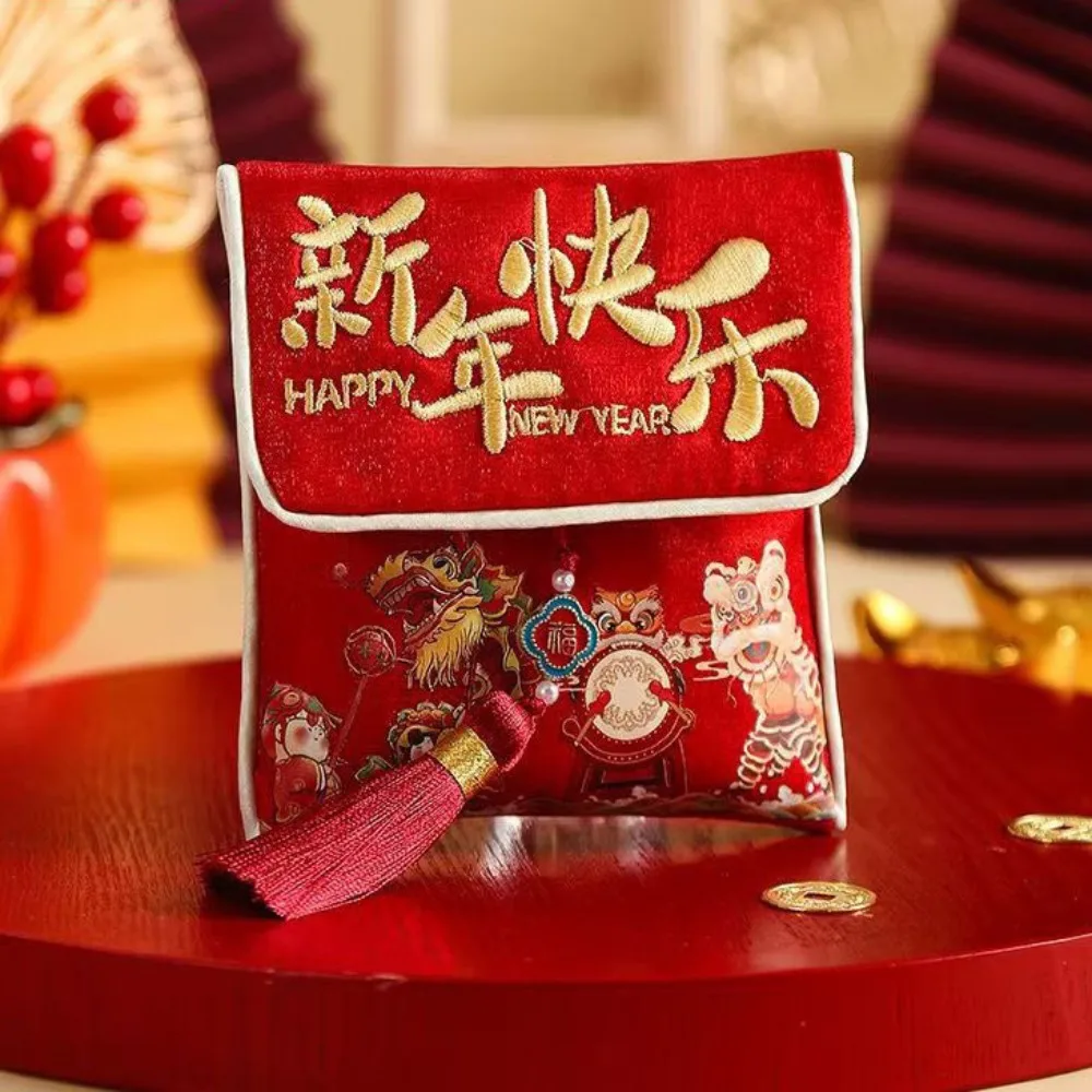 

Portable Traditional New Year New Year Pocket Bag Good Lucky Blessing Cloth Chinese Red Envelope Lucky Money Bag Spring Festival