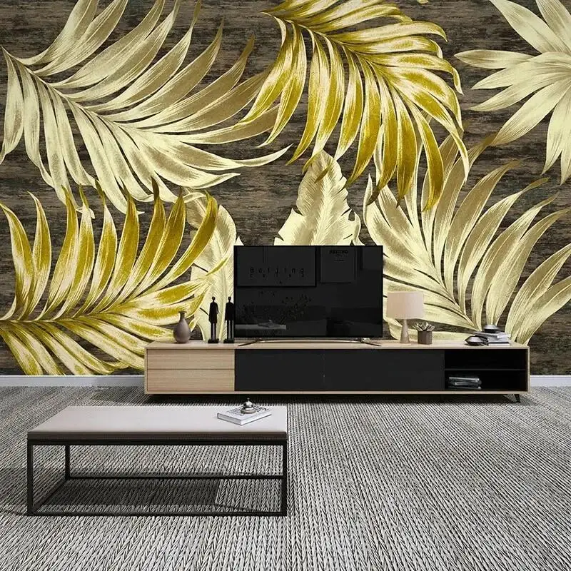 Modern 3D Wallpaper Custom Photo Mural Tropical Plant Leaves Pattern Wall Painting Background Living Room Bedroom Home Decor