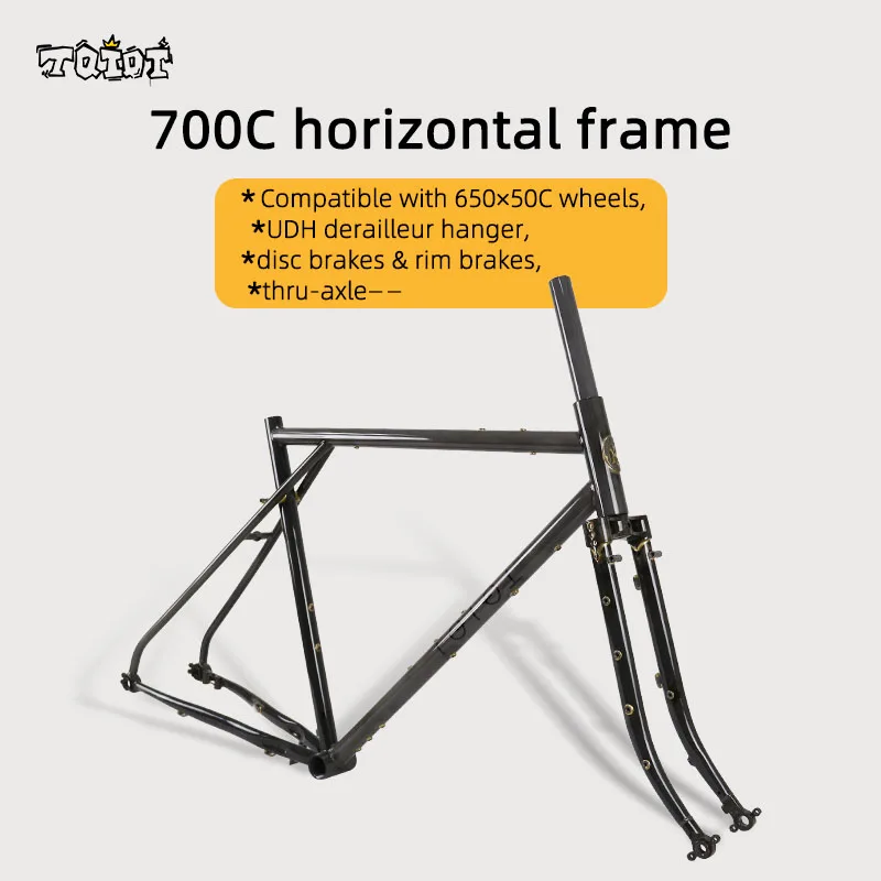 Horizontal Bike Frame – Xinggui GT Model: Retro thin-tube steel frame with curved fork (compatible with 700C/650B).