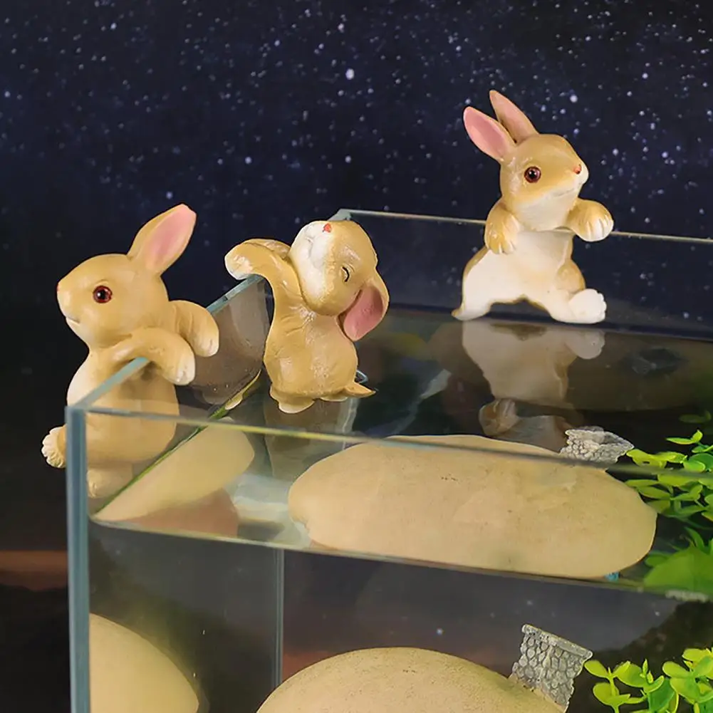 Garden Figurines 3pcs Climbing Bunny Figurines Set Resin Rabbit Statues for Garden Decor Outdoor Flower Pot Hanger Ornaments