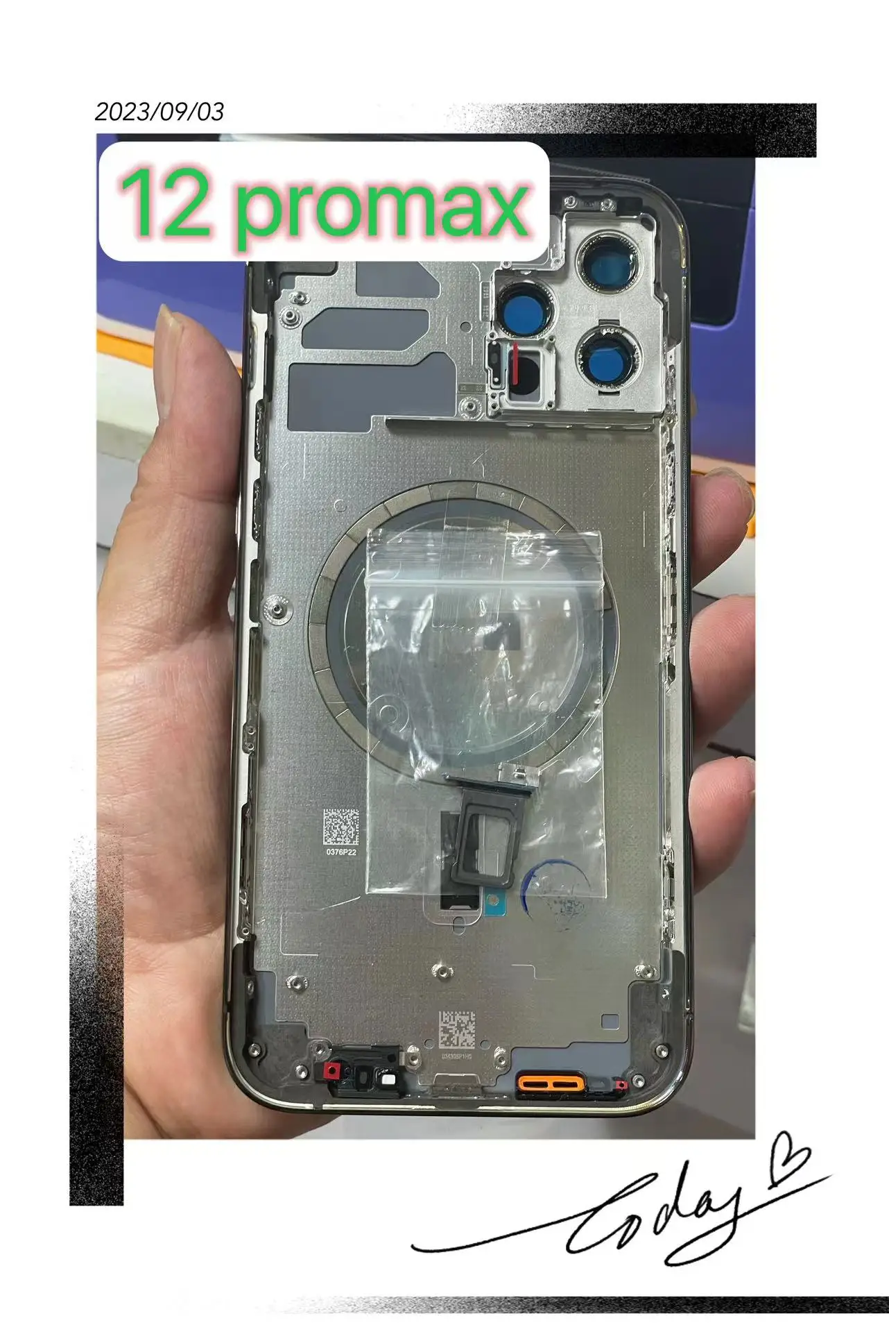 

Whole sale DIY 12promax housing with back glass,with button and sim tray,with mesh,and withMobile phone flash metal mesh