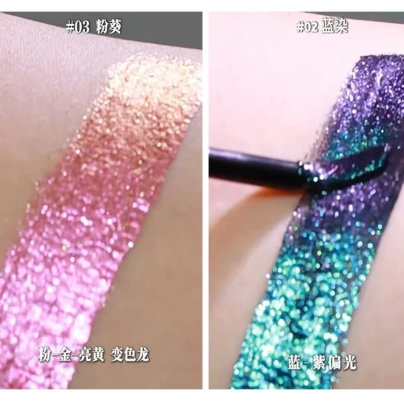 Girlcult sombra líquida shimmer glitter camaleão metálico brilhante fino diamante azul prata longa duração iluminar maquiagem dos olhos