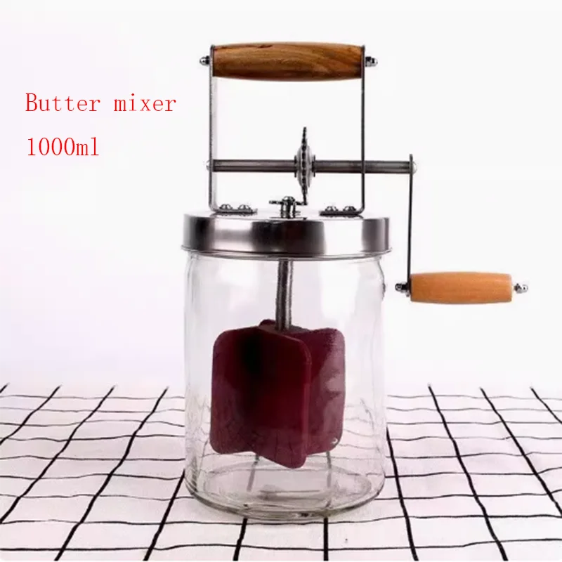 

Home butter churner manual butter maker food mixer glass silicone stirring tool silicone wheel kitchen tool;
