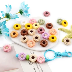 20Pcs/Set 20mm Daisy Flower Silicone Focal Beads For For Jewelry Making DIY Beaded Pen Keychain Bracelet Handmade Accessories