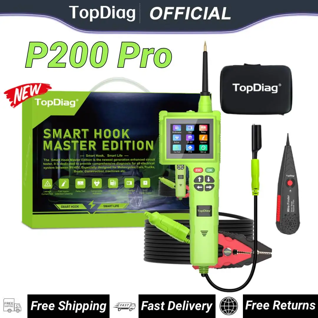 TopDiag P200 Pro Power Circuit Probe Kit 9V-48V Systems Automotive Circuit Tester + Upgrade Pathfinding Detection Work with P181
