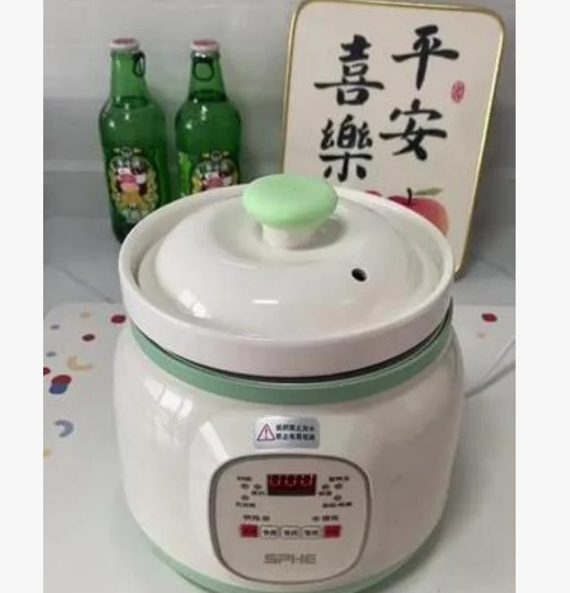 Mini olla para estofado de oso totalmente automática de 220V, cazuela para gachas, estofado eléctrico doméstico, cocina de cerámica para sopa y gachas BAC