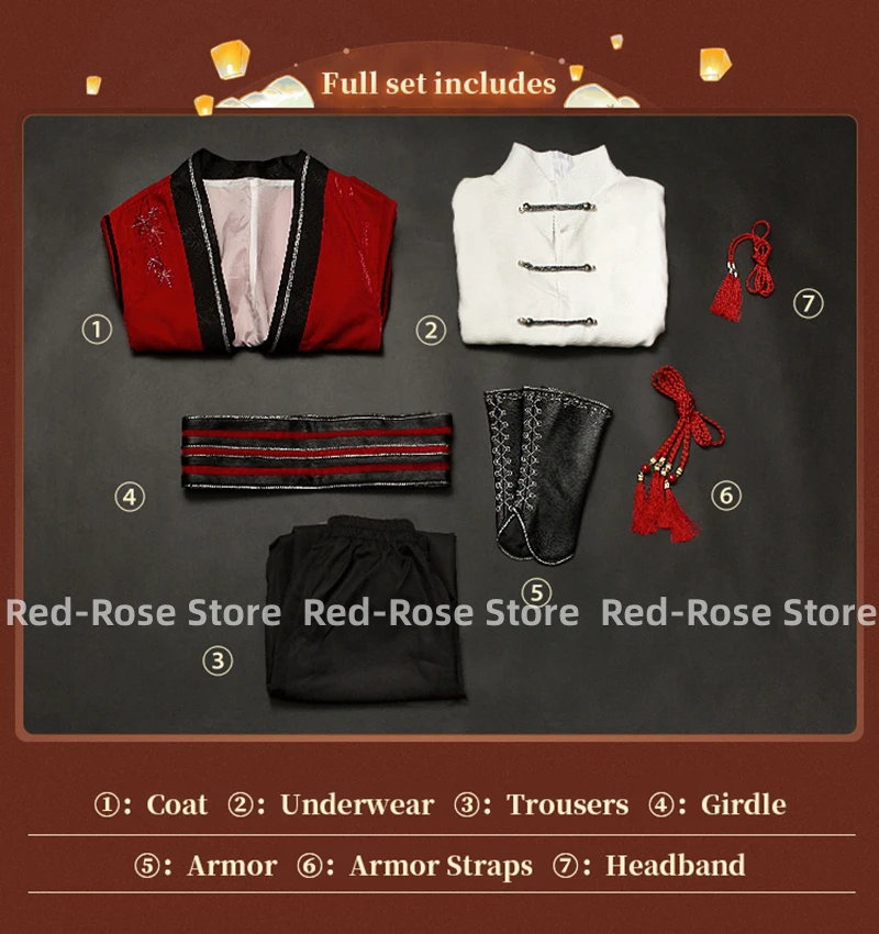 Anime Heaven Official's Blessing San Lang Teenage Hua Cheng Cosplay Ancient-Costume Men Women Red Cool Han Chinese Clothing Suit